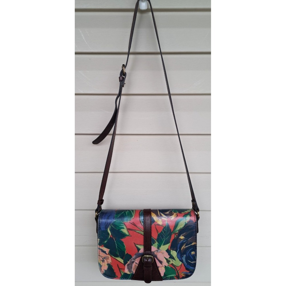 Patricia Nash Leather Floral Crossbody Bag Flap Shoulder Purse Magnetic Medium